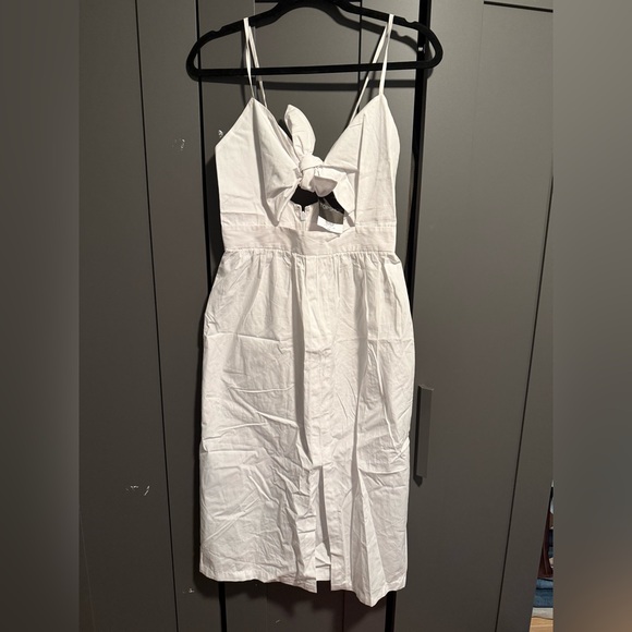 NWT Topshop White Tie Front Cut Out Midi Dress - Size 4 - Picture 1 of 4